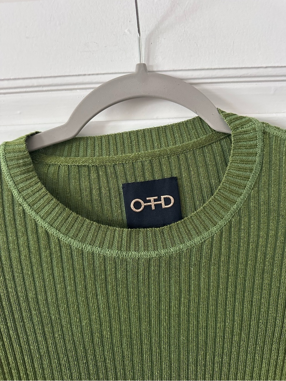 OTD (On This Day) Ribbed Poor Boy Knit Crewneck Sweater — Olive Green - Picture 4 of 7